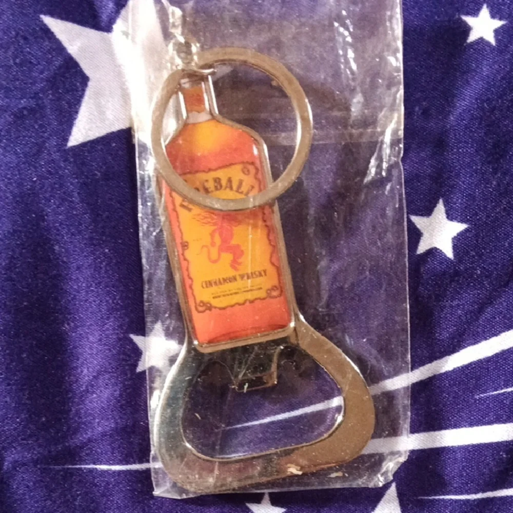 Cinnamon Whisky Keychain Bottle Opener - Orange and Silver